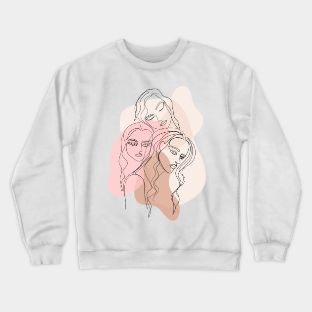 girl friends one line Crewneck Sweatshirt by anneamanda